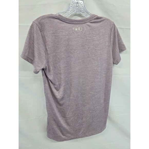 Under Armour Women's S Loose Fit Athletic V-Neck Shirt Heat Gear Heather Pink - Picture 4 of 7